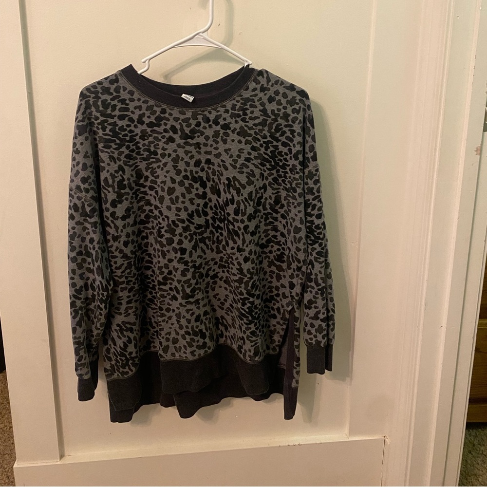 Cheetah print oversized long sleeve shirt.